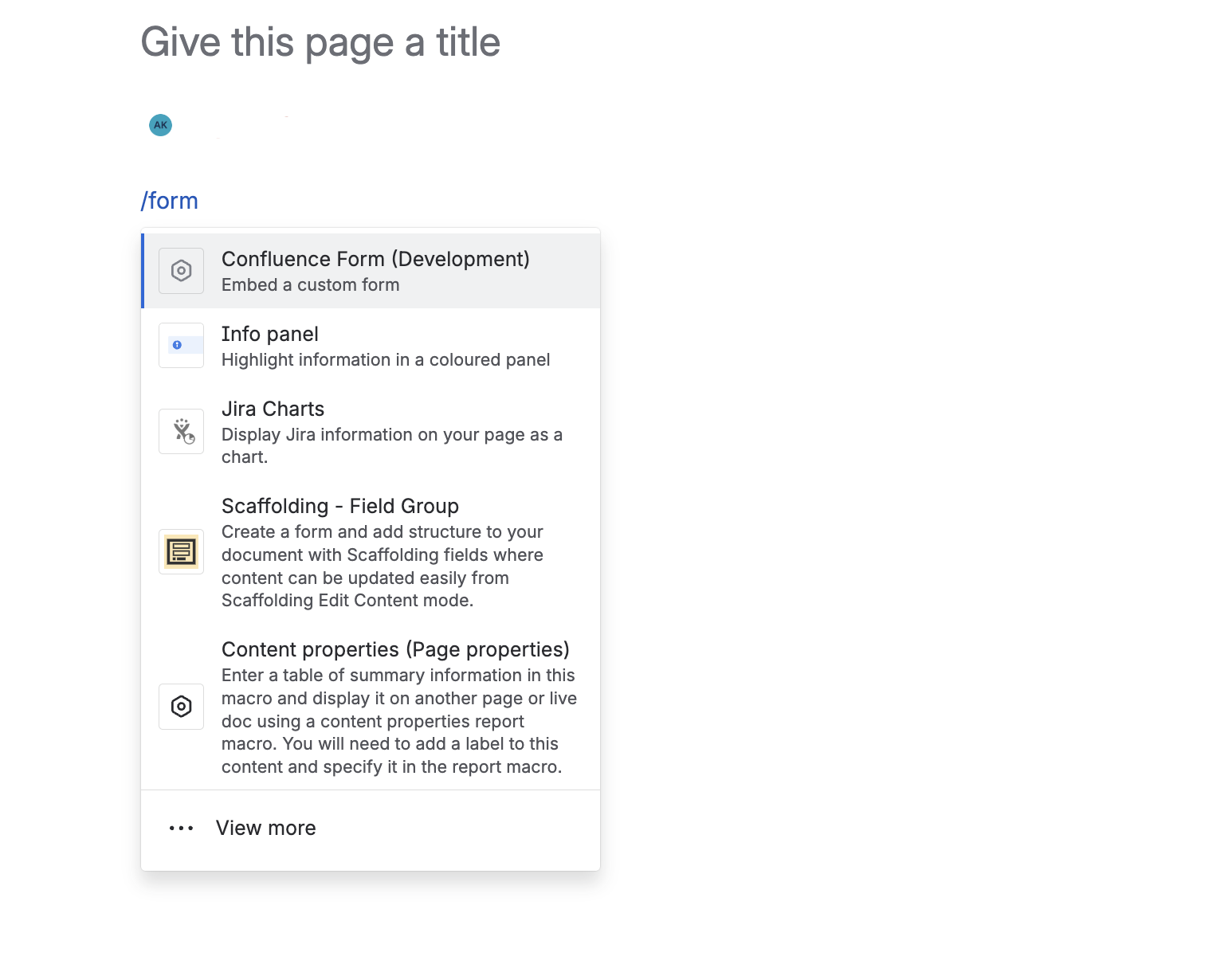 Searching for FormForge macro in page editor